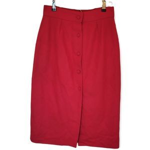 Vintage Red Wool Skirt Made In Italy Size 44/ US 8